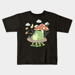 Lazy Frog Under Mushroom Umbrella Kids T-Shirt